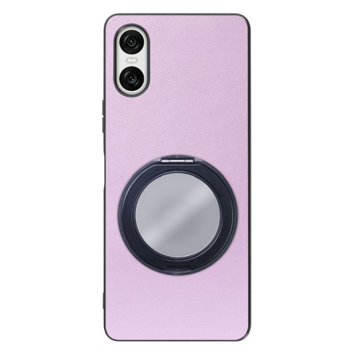 [ LOOF RING-SHELL (ミラー Ver.) ] Xperia 10 VI  スマホケース 背面 ケース カバー ミラー付きスマホリング スタンド 本革 レザー 落下防止  [ Xperia 10 VI ]