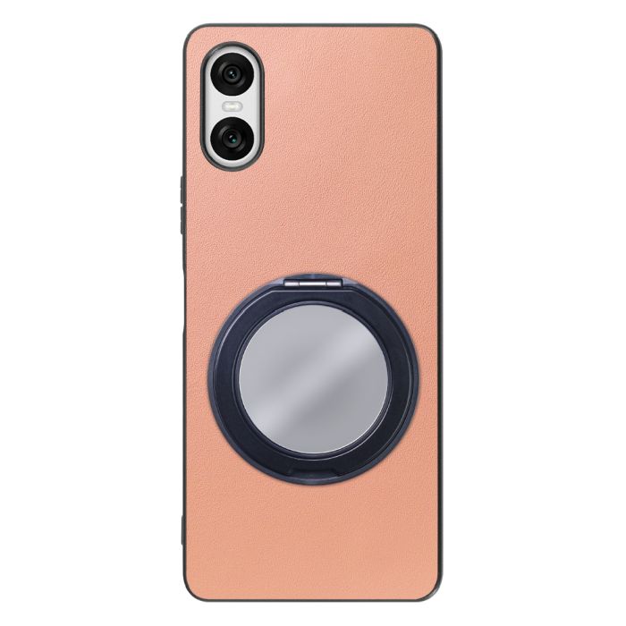 [ LOOF RING-SHELL (ミラー Ver.) ] Xperia 10 VI  スマホケース 背面 ケース カバー ミラー付きスマホリング スタンド 本革 レザー 落下防止  [ Xperia 10 VI ]