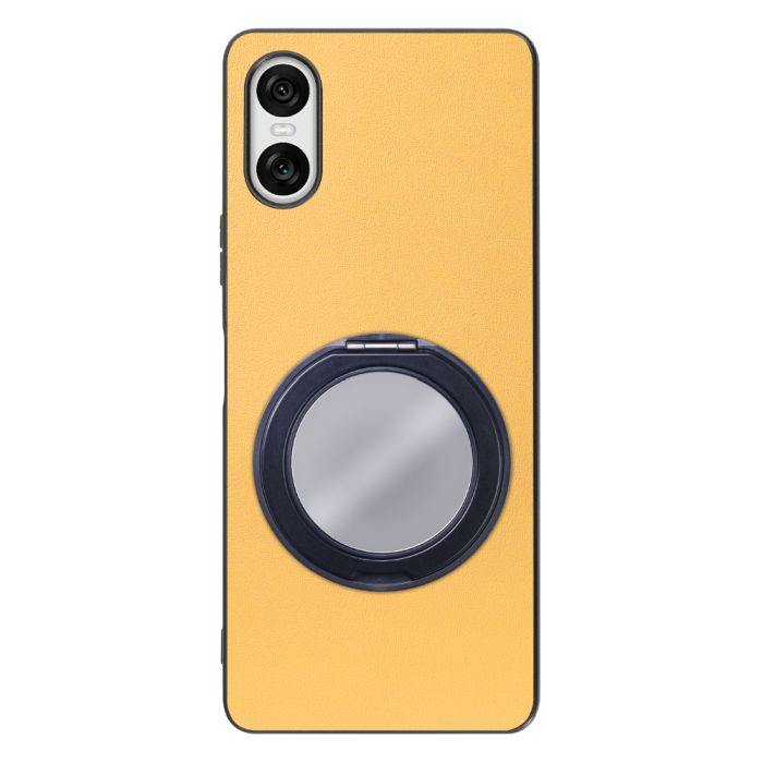 [ LOOF RING-SHELL (ミラー Ver.) ] Xperia 10 VI  スマホケース 背面 ケース カバー ミラー付きスマホリング スタンド 本革 レザー 落下防止  [ Xperia 10 VI ]
