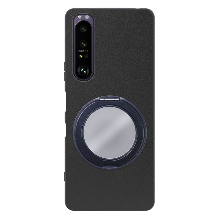 [ LOOF RING-SHELL (ミラー Ver.) ] Xperia 1 III SO-51B / SOG03 / XQ-BC42 xperia1III 1III xperia1 スマホケース 背面 ケース カバー ミラー付きスマホリング スタンド 本革 レザー 落下防止  [ Xperia 1 III ]
