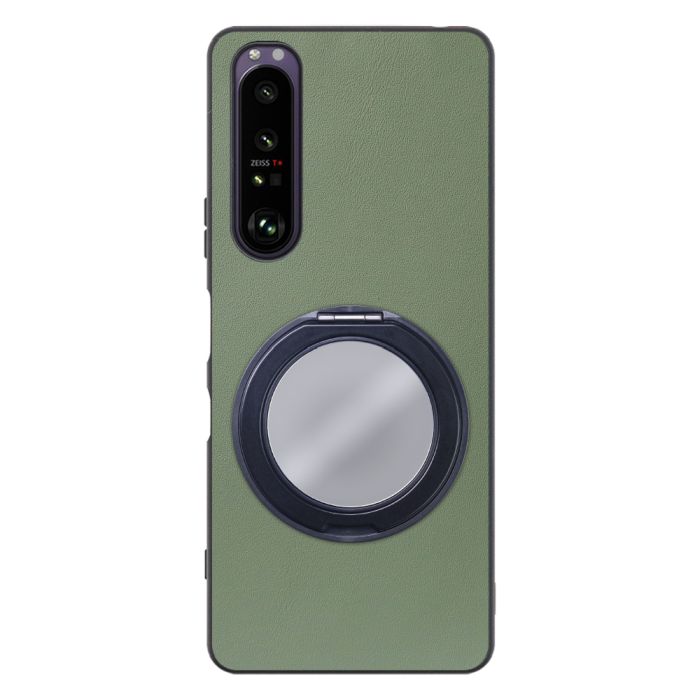 [ LOOF RING-SHELL (ミラー Ver.) ] Xperia 1 III SO-51B / SOG03 / XQ-BC42 xperia1III 1III xperia1 スマホケース 背面 ケース カバー ミラー付きスマホリング スタンド 本革 レザー 落下防止  [ Xperia 1 III ]