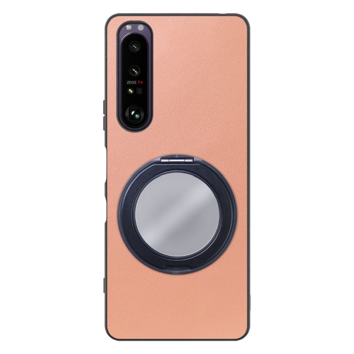 [ LOOF RING-SHELL (ミラー Ver.) ] Xperia 1 III SO-51B / SOG03 / XQ-BC42 xperia1III 1III xperia1 スマホケース 背面 ケース カバー ミラー付きスマホリング スタンド 本革 レザー 落下防止  [ Xperia 1 III ]