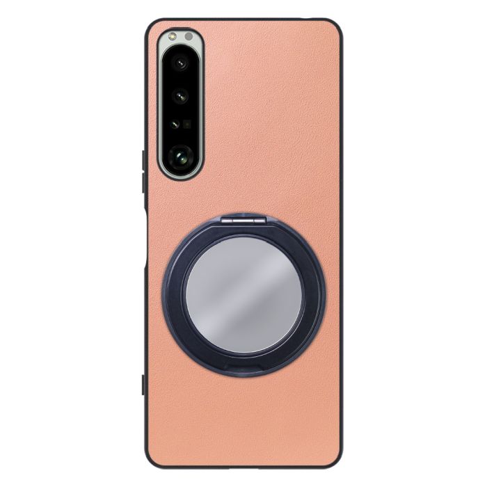[ LOOF RING-SHELL (ミラー Ver.) ] Xperia 1 IV SO-51C / SOG06 xperia1Ⅳ 1Ⅳ xperia1 スマホケース 背面 ケース カバー ミラー付きスマホリング スタンド 本革 レザー 落下防止  [ Xperia 1 IV ]