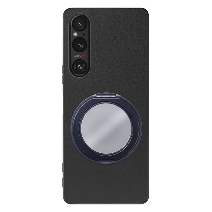 [ LOOF RING-SHELL (ミラー Ver.) ] Xperia 1 V 1V xperia1V スマホケース 背面 ケース カバー ミラー付きスマホリング スタンド 本革 レザー 落下防止  [ Xperia 1 V ]