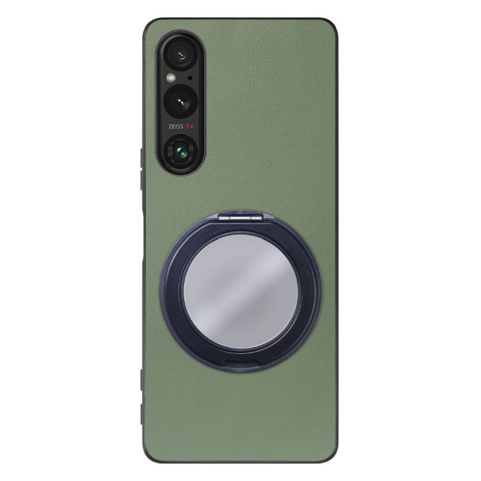 [ LOOF RING-SHELL (ミラー Ver.) ] Xperia 1 V 1V xperia1V スマホケース 背面 ケース カバー ミラー付きスマホリング スタンド 本革 レザー 落下防止  [ Xperia 1 V ]