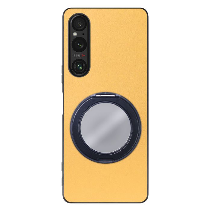[ LOOF RING-SHELL (ミラー Ver.) ] Xperia 1 V 1V xperia1V スマホケース 背面 ケース カバー ミラー付きスマホリング スタンド 本革 レザー 落下防止  [ Xperia 1 V ]