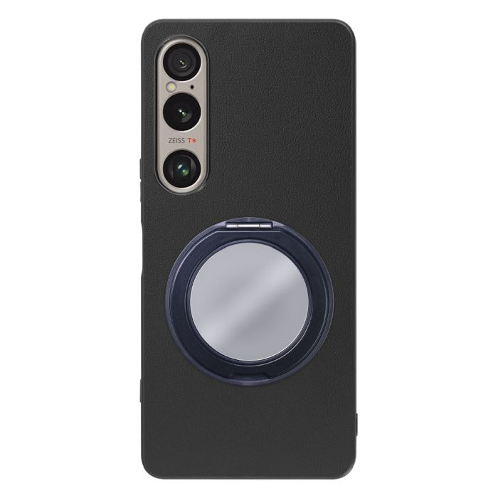 [ LOOF RING-SHELL (ミラー Ver.) ] Xperia 1 VI  スマホケース 背面 ケース カバー ミラー付きスマホリング スタンド 本革 レザー 落下防止  [ Xperia 1 VI ]