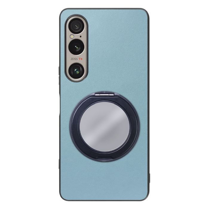[ LOOF RING-SHELL (ミラー Ver.) ] Xperia 1 VI  スマホケース 背面 ケース カバー ミラー付きスマホリング スタンド 本革 レザー 落下防止  [ Xperia 1 VI ]