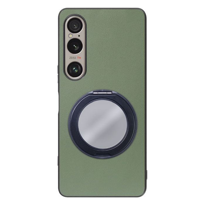 [ LOOF RING-SHELL (ミラー Ver.) ] Xperia 1 VI  スマホケース 背面 ケース カバー ミラー付きスマホリング スタンド 本革 レザー 落下防止  [ Xperia 1 VI ]