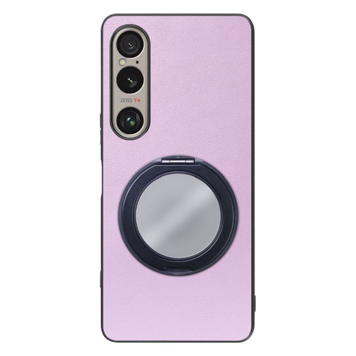[ LOOF RING-SHELL (ミラー Ver.) ] Xperia 1 VI  スマホケース 背面 ケース カバー ミラー付きスマホリング スタンド 本革 レザー 落下防止  [ Xperia 1 VI ]