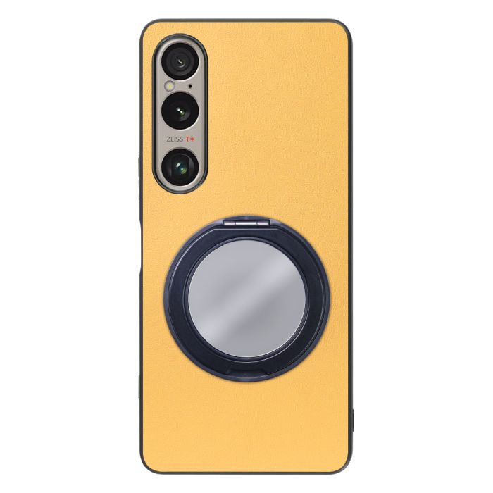 [ LOOF RING-SHELL (ミラー Ver.) ] Xperia 1 VI  スマホケース 背面 ケース カバー ミラー付きスマホリング スタンド 本革 レザー 落下防止  [ Xperia 1 VI ]