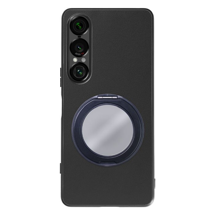 [ LOOF RING-SHELL (ミラー Ver.) ] Xperia 1 VII SO-51F スマホケース 背面 ケース カバー ミラー付きスマホリング スタンド 本革 レザー 落下防止  [ Xperia 1 VII ]