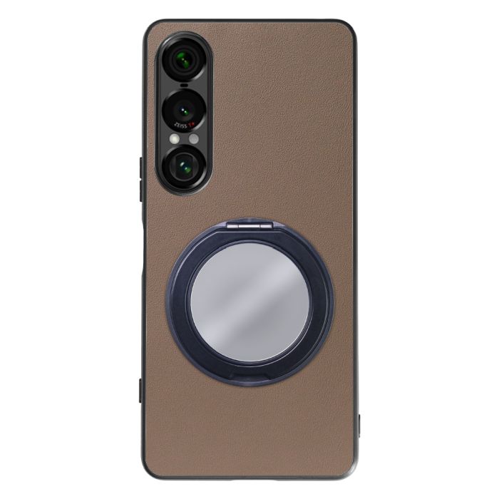 [ LOOF RING-SHELL (ミラー Ver.) ] Xperia 1 VII SO-51F スマホケース 背面 ケース カバー ミラー付きスマホリング スタンド 本革 レザー 落下防止  [ Xperia 1 VII ]