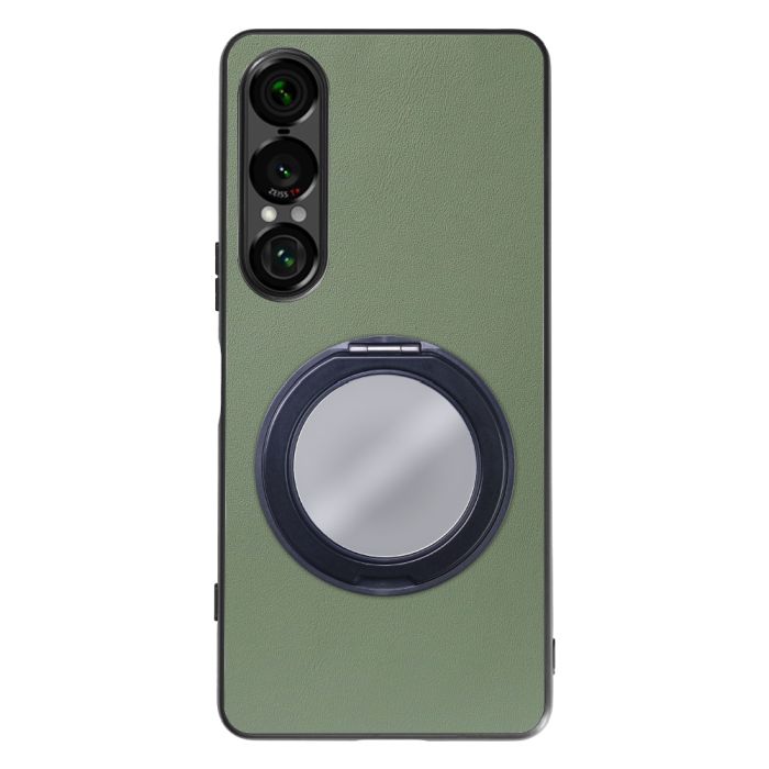 [ LOOF RING-SHELL (ミラー Ver.) ] Xperia 1 VII SO-51F スマホケース 背面 ケース カバー ミラー付きスマホリング スタンド 本革 レザー 落下防止  [ Xperia 1 VII ]