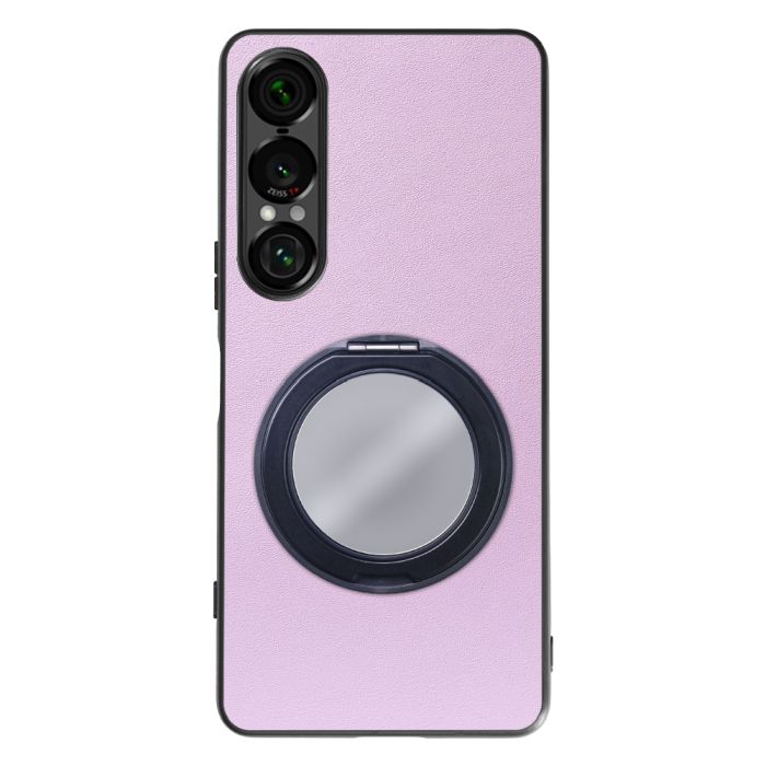 [ LOOF RING-SHELL (ミラー Ver.) ] Xperia 1 VII SO-51F スマホケース 背面 ケース カバー ミラー付きスマホリング スタンド 本革 レザー 落下防止  [ Xperia 1 VII ]