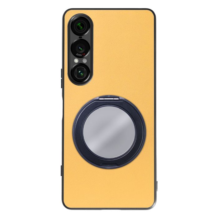 [ LOOF RING-SHELL (ミラー Ver.) ] Xperia 1 VII SO-51F スマホケース 背面 ケース カバー ミラー付きスマホリング スタンド 本革 レザー 落下防止  [ Xperia 1 VII ]