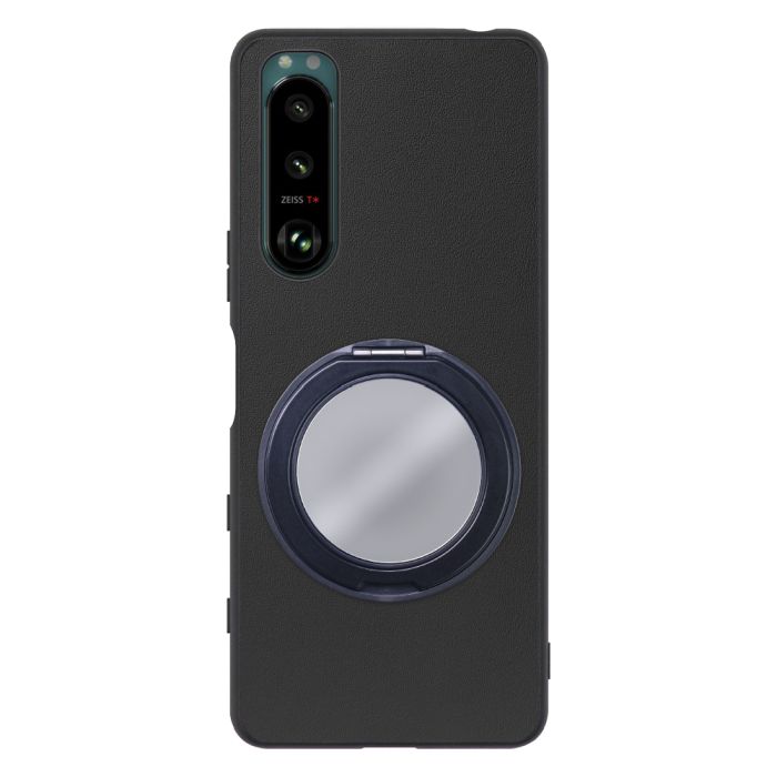 [ LOOF RING-SHELL (ミラー Ver.) ] Xperia 5 III  Xperia5Ⅲ 5Ⅲ xperia5 スマホケース 背面 ケース カバー ミラー付きスマホリング スタンド 本革 レザー 落下防止  [ Xperia 5 III ]