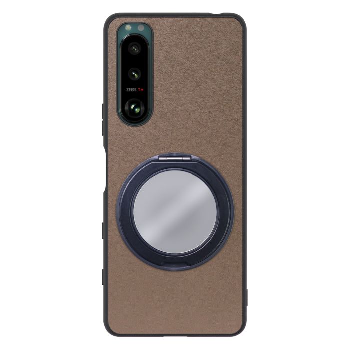 [ LOOF RING-SHELL (ミラー Ver.) ] Xperia 5 III  Xperia5Ⅲ 5Ⅲ xperia5 スマホケース 背面 ケース カバー ミラー付きスマホリング スタンド 本革 レザー 落下防止  [ Xperia 5 III ]