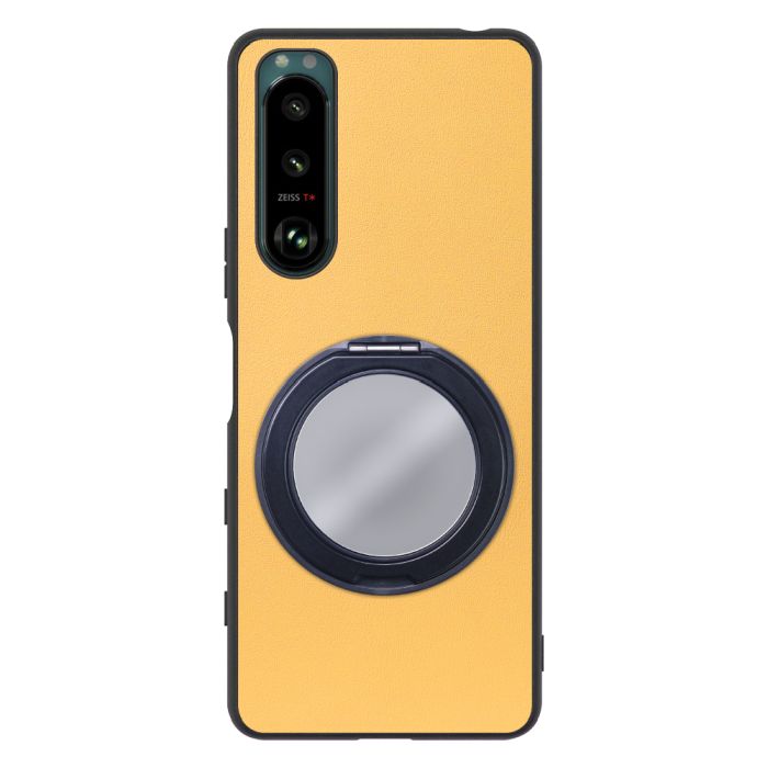 [ LOOF RING-SHELL (ミラー Ver.) ] Xperia 5 III  Xperia5Ⅲ 5Ⅲ xperia5 スマホケース 背面 ケース カバー ミラー付きスマホリング スタンド 本革 レザー 落下防止  [ Xperia 5 III ]