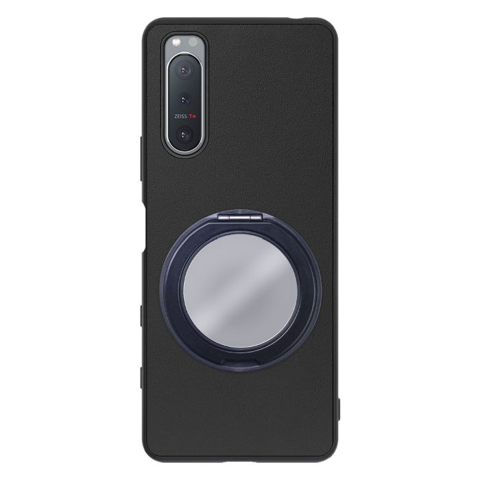 [ LOOF RING-SHELL (ミラー Ver.) ] Xperia 5 II SO-52A / SOG02 / A002SO xperia5Ⅱ 5Ⅱ xperia5 スマホケース 背面 ケース カバー ミラー付きスマホリング スタンド 本革 レザー 落下防止  [ Xperia 5 II ]