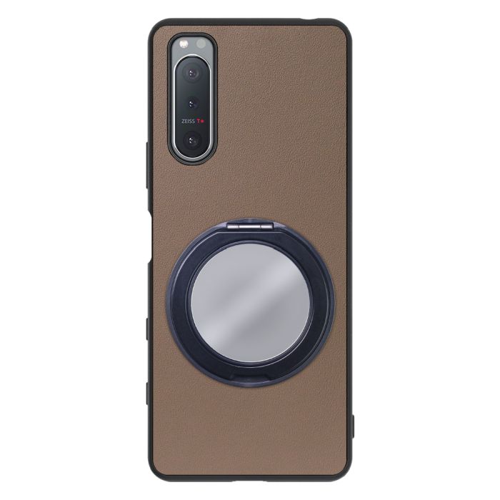 [ LOOF RING-SHELL (ミラー Ver.) ] Xperia 5 II SO-52A / SOG02 / A002SO xperia5Ⅱ 5Ⅱ xperia5 スマホケース 背面 ケース カバー ミラー付きスマホリング スタンド 本革 レザー 落下防止  [ Xperia 5 II ]