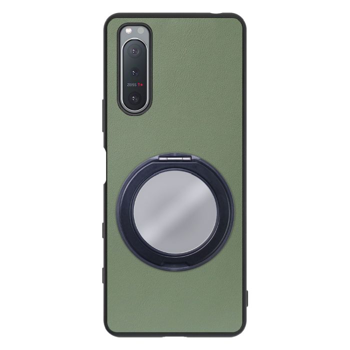 [ LOOF RING-SHELL (ミラー Ver.) ] Xperia 5 II SO-52A / SOG02 / A002SO xperia5Ⅱ 5Ⅱ xperia5 スマホケース 背面 ケース カバー ミラー付きスマホリング スタンド 本革 レザー 落下防止  [ Xperia 5 II ]