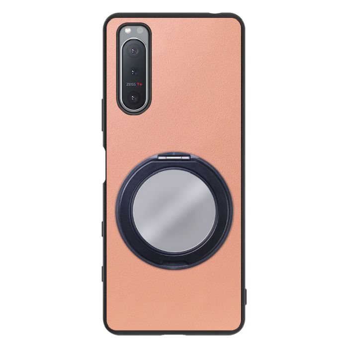 [ LOOF RING-SHELL (ミラー Ver.) ] Xperia 5 II SO-52A / SOG02 / A002SO xperia5Ⅱ 5Ⅱ xperia5 スマホケース 背面 ケース カバー ミラー付きスマホリング スタンド 本革 レザー 落下防止  [ Xperia 5 II ]