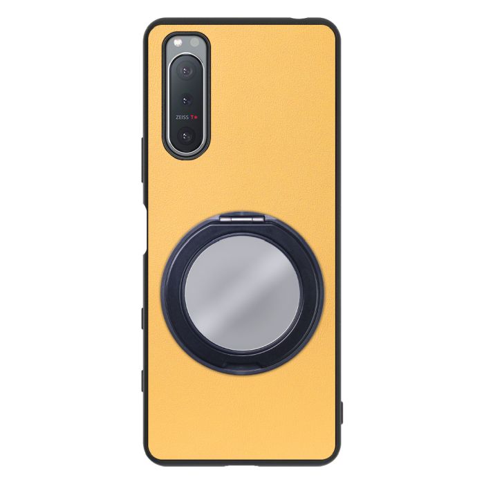 [ LOOF RING-SHELL (ミラー Ver.) ] Xperia 5 II SO-52A / SOG02 / A002SO xperia5Ⅱ 5Ⅱ xperia5 スマホケース 背面 ケース カバー ミラー付きスマホリング スタンド 本革 レザー 落下防止  [ Xperia 5 II ]