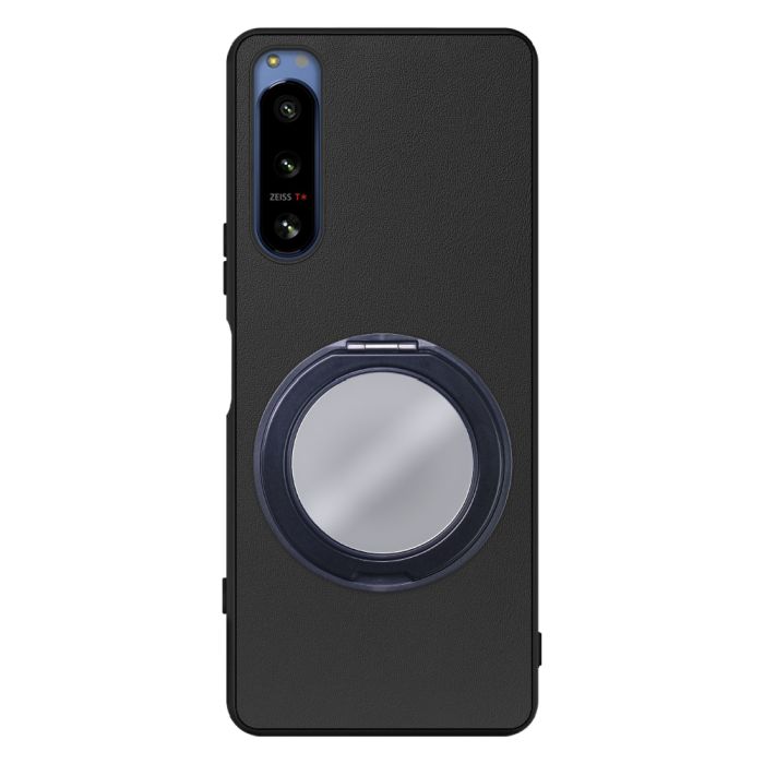 [ LOOF RING-SHELL (ミラー Ver.) ] Xperia 5 IV SOG09 / SO-54C xperia5Ⅳ 5Ⅳ xperia5 スマホケース 背面 ケース カバー ミラー付きスマホリング スタンド 本革 レザー 落下防止  [ Xperia 5 IV ]