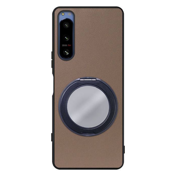 [ LOOF RING-SHELL (ミラー Ver.) ] Xperia 5 IV SOG09 / SO-54C xperia5Ⅳ 5Ⅳ xperia5 スマホケース 背面 ケース カバー ミラー付きスマホリング スタンド 本革 レザー 落下防止  [ Xperia 5 IV ]