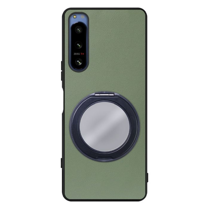 [ LOOF RING-SHELL (ミラー Ver.) ] Xperia 5 IV SOG09 / SO-54C xperia5Ⅳ 5Ⅳ xperia5 スマホケース 背面 ケース カバー ミラー付きスマホリング スタンド 本革 レザー 落下防止  [ Xperia 5 IV ]