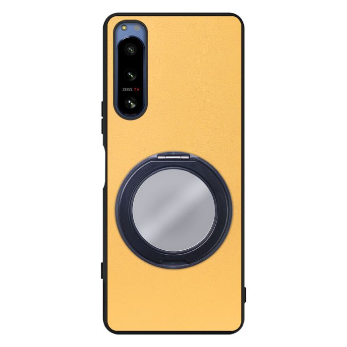 [ LOOF RING-SHELL (ミラー Ver.) ] Xperia 5 IV SOG09 / SO-54C xperia5Ⅳ 5Ⅳ xperia5 スマホケース 背面 ケース カバー ミラー付きスマホリング スタンド 本革 レザー 落下防止  [ Xperia 5 IV ]