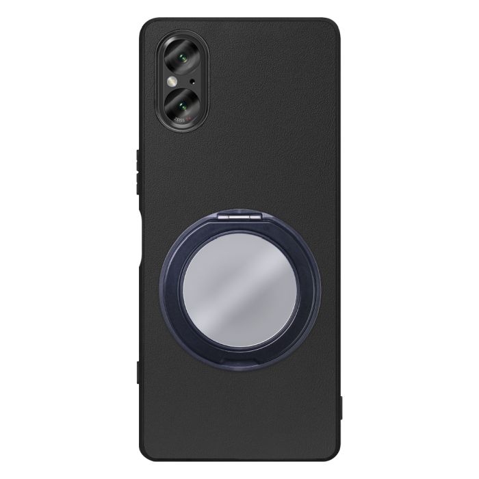 [ LOOF RING-SHELL (ミラー Ver.) ] Xperia 5 V SO-53D / SOG12 5V Xperia5V スマホケース 背面 ケース カバー ミラー付きスマホリング スタンド 本革 レザー 落下防止  [ Xperia 5 V ]