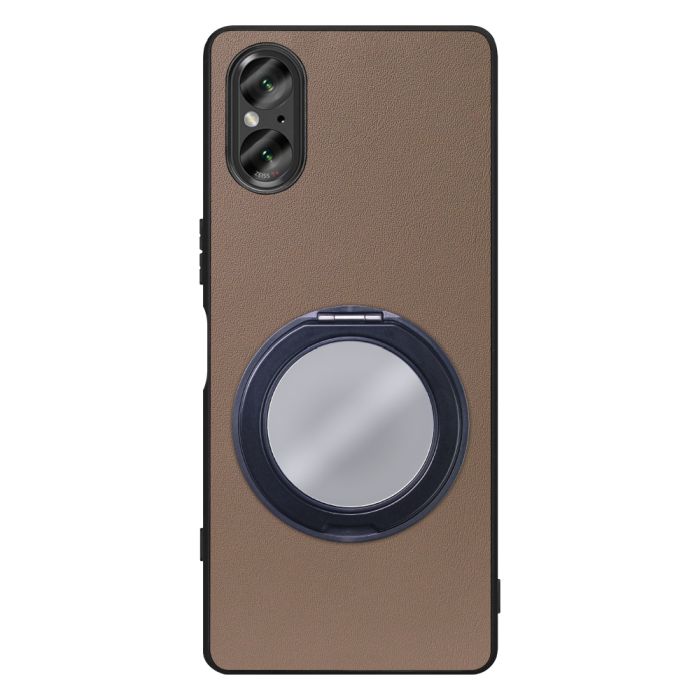 [ LOOF RING-SHELL (ミラー Ver.) ] Xperia 5 V SO-53D / SOG12 5V Xperia5V スマホケース 背面 ケース カバー ミラー付きスマホリング スタンド 本革 レザー 落下防止  [ Xperia 5 V ]