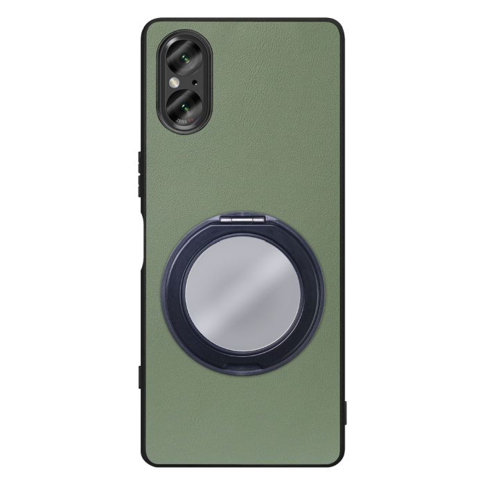 [ LOOF RING-SHELL (ミラー Ver.) ] Xperia 5 V SO-53D / SOG12 5V Xperia5V スマホケース 背面 ケース カバー ミラー付きスマホリング スタンド 本革 レザー 落下防止  [ Xperia 5 V ]