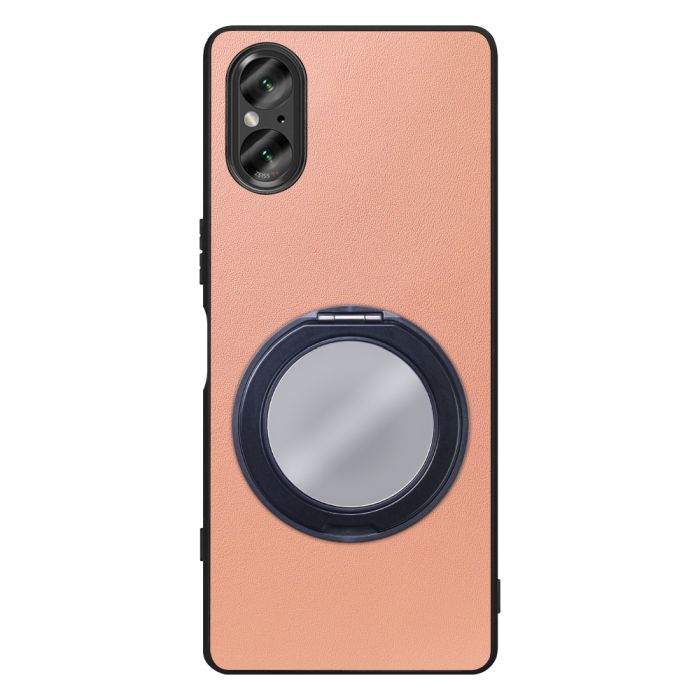 [ LOOF RING-SHELL (ミラー Ver.) ] Xperia 5 V SO-53D / SOG12 5V Xperia5V スマホケース 背面 ケース カバー ミラー付きスマホリング スタンド 本革 レザー 落下防止  [ Xperia 5 V ]