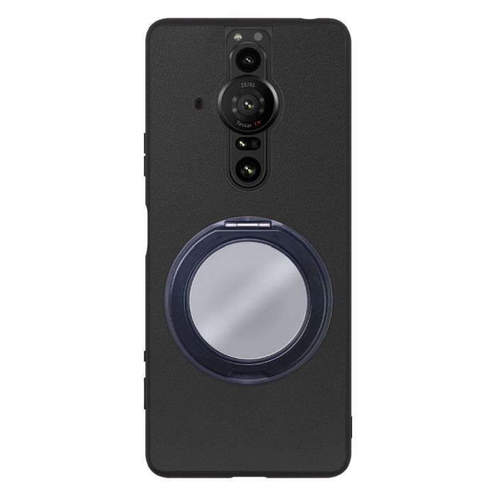 [ LOOF RING-SHELL (ミラー Ver.) ] Xperia PRO-I XQ-BE42 proi xperiaproi スマホケース 背面 ケース カバー ミラー付きスマホリング スタンド 本革 レザー 落下防止  [ Xperia PRO-I ]