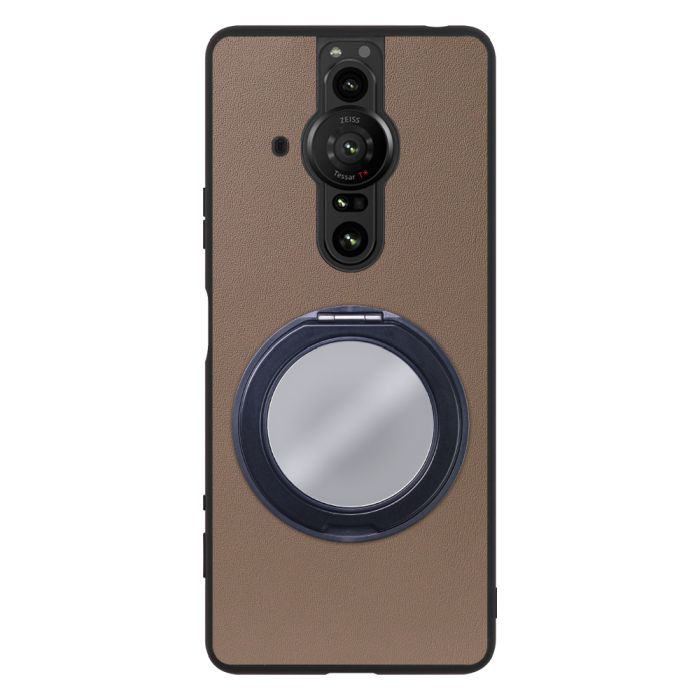 [ LOOF RING-SHELL (ミラー Ver.) ] Xperia PRO-I XQ-BE42 proi xperiaproi スマホケース 背面 ケース カバー ミラー付きスマホリング スタンド 本革 レザー 落下防止  [ Xperia PRO-I ]