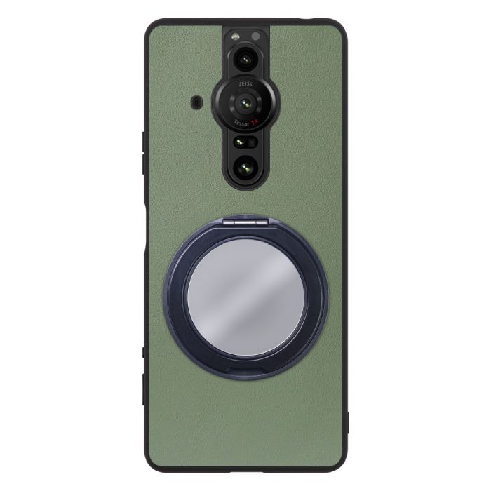 [ LOOF RING-SHELL (ミラー Ver.) ] Xperia PRO-I XQ-BE42 proi xperiaproi スマホケース 背面 ケース カバー ミラー付きスマホリング スタンド 本革 レザー 落下防止  [ Xperia PRO-I ]