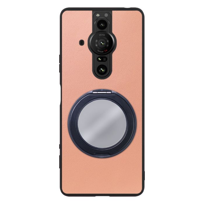 [ LOOF RING-SHELL (ミラー Ver.) ] Xperia PRO-I XQ-BE42 proi xperiaproi スマホケース 背面 ケース カバー ミラー付きスマホリング スタンド 本革 レザー 落下防止  [ Xperia PRO-I ]