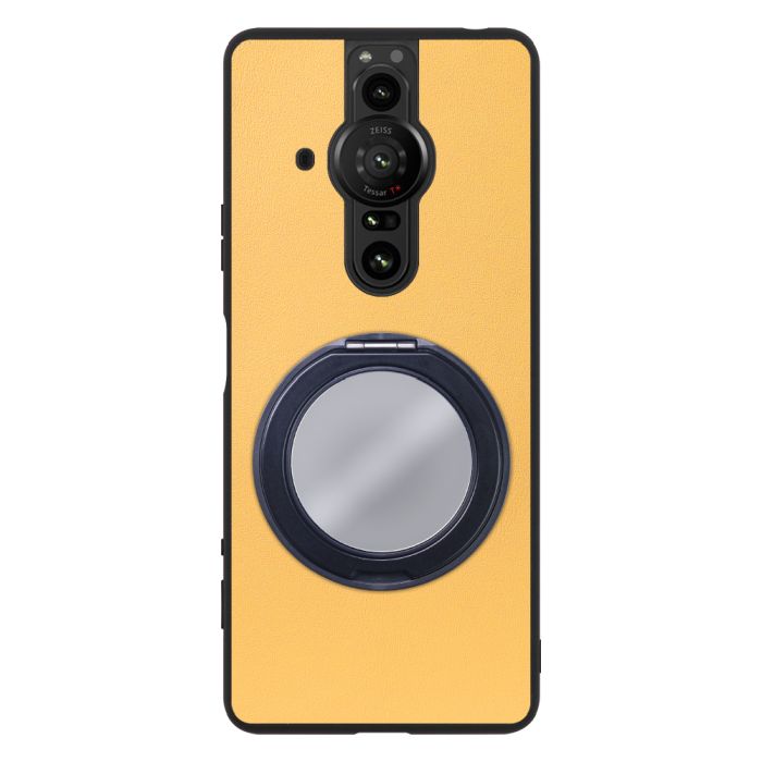 [ LOOF RING-SHELL (ミラー Ver.) ] Xperia PRO-I XQ-BE42 proi xperiaproi スマホケース 背面 ケース カバー ミラー付きスマホリング スタンド 本革 レザー 落下防止  [ Xperia PRO-I ]
