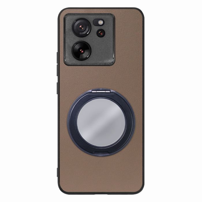 [ LOOF RING-SHELL (ミラー Ver.) ] Xiaomi 13T / 13T Pro XIG04 13 T 13TPro スマホケース 背面 ケース カバー ミラー付きスマホリング スタンド 本革 レザー 落下防止  [ Xiaomi 13T / 13T Pro ]