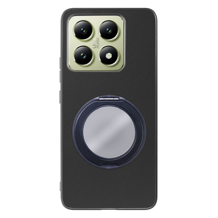[ LOOF RING-SHELL (ミラー Ver.) ] Xiaomi 14T XIG06 スマホケース 背面 ケース カバー ミラー付きスマホリング スタンド 本革 レザー 落下防止  [ Xiaomi 14T ]