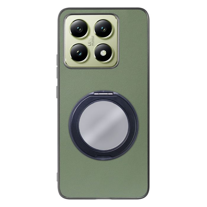 [ LOOF RING-SHELL (ミラー Ver.) ] Xiaomi 14T XIG06 スマホケース 背面 ケース カバー ミラー付きスマホリング スタンド 本革 レザー 落下防止  [ Xiaomi 14T ]