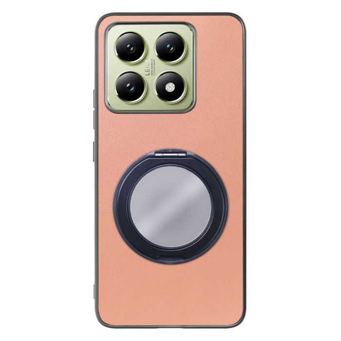 [ LOOF RING-SHELL (ミラー Ver.) ] Xiaomi 14T XIG06 スマホケース 背面 ケース カバー ミラー付きスマホリング スタンド 本革 レザー 落下防止  [ Xiaomi 14T ]