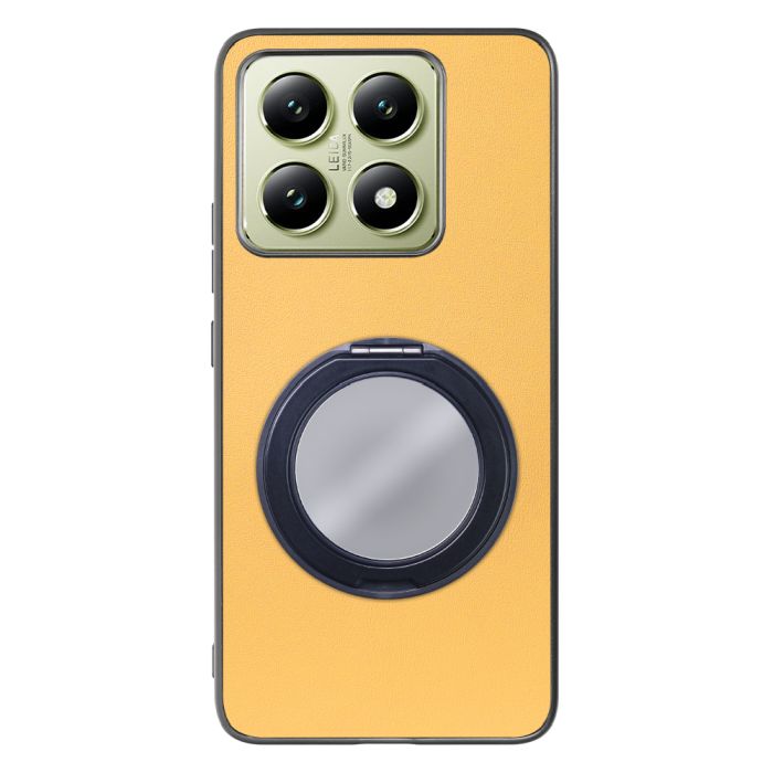 [ LOOF RING-SHELL (ミラー Ver.) ] Xiaomi 14T XIG06 スマホケース 背面 ケース カバー ミラー付きスマホリング スタンド 本革 レザー 落下防止  [ Xiaomi 14T ]