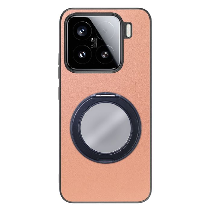 [ LOOF RING-SHELL (ミラー Ver.) ] Xiaomi 15 シャオミ スマホケース 背面 ケース カバー ミラー付きスマホリング スタンド 本革 レザー 落下防止  [ Xiaomi 15 ]