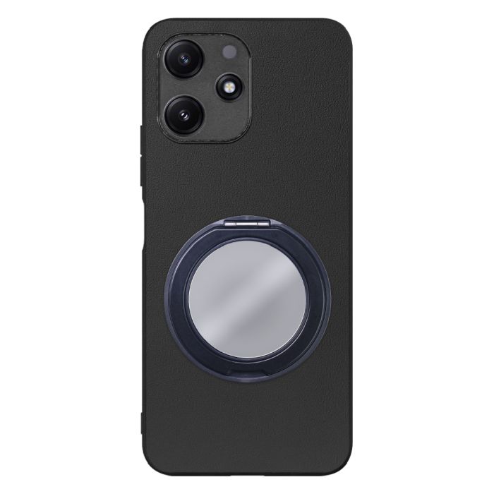 [ LOOF RING-SHELL (ミラー Ver.) ] Xiaomi Redmi 12 5G XIG03 Redmi12 5G スマホケース 背面 ケース カバー ミラー付きスマホリング スタンド 本革 レザー 落下防止  [ Xiaomi Redmi 12 5G ]