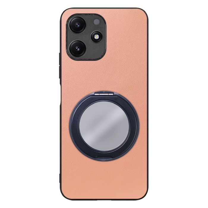 [ LOOF RING-SHELL (ミラー Ver.) ] Xiaomi Redmi 12 5G XIG03 Redmi12 5G スマホケース 背面 ケース カバー ミラー付きスマホリング スタンド 本革 レザー 落下防止  [ Xiaomi Redmi 12 5G ]