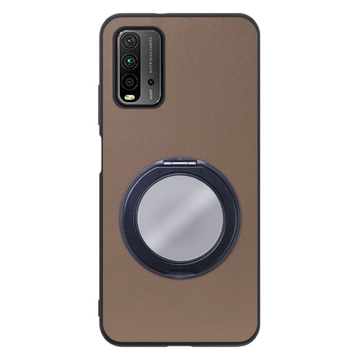 [ LOOF RING-SHELL (ミラー Ver.) ] Xiaomi Redmi 9T redmi9t スマホケース 背面 ケース カバー ミラー付きスマホリング スタンド 本革 レザー 落下防止  [ Redmi 9T ]
